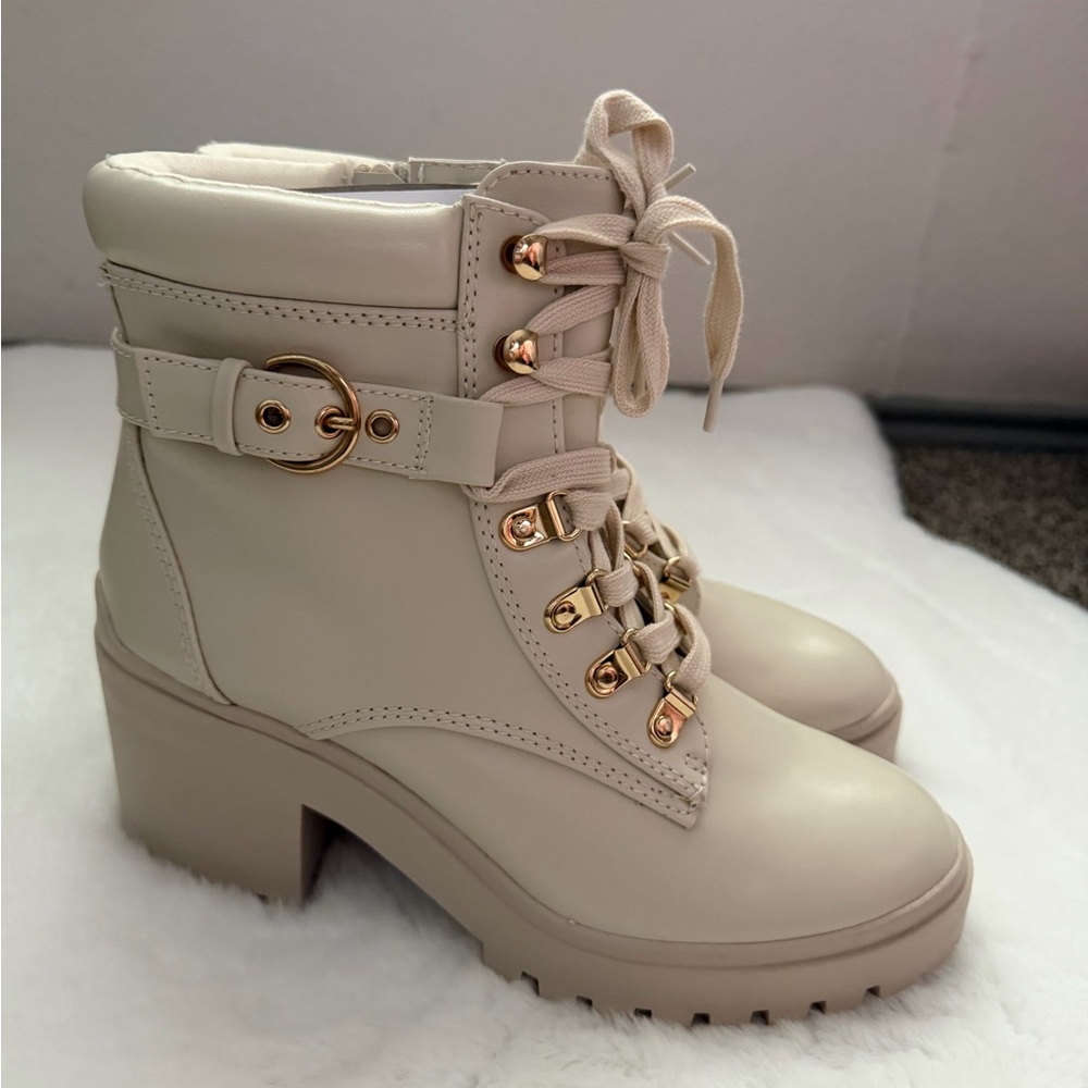 Wild Pair Cream Lace Up Boots